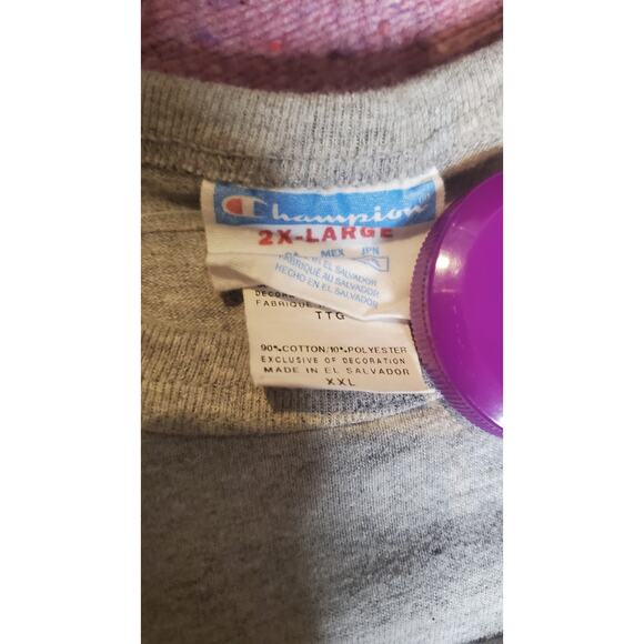 Champion Big Patch Embroidered Logo Gray Shirt 2XL - Picture 4 of 6